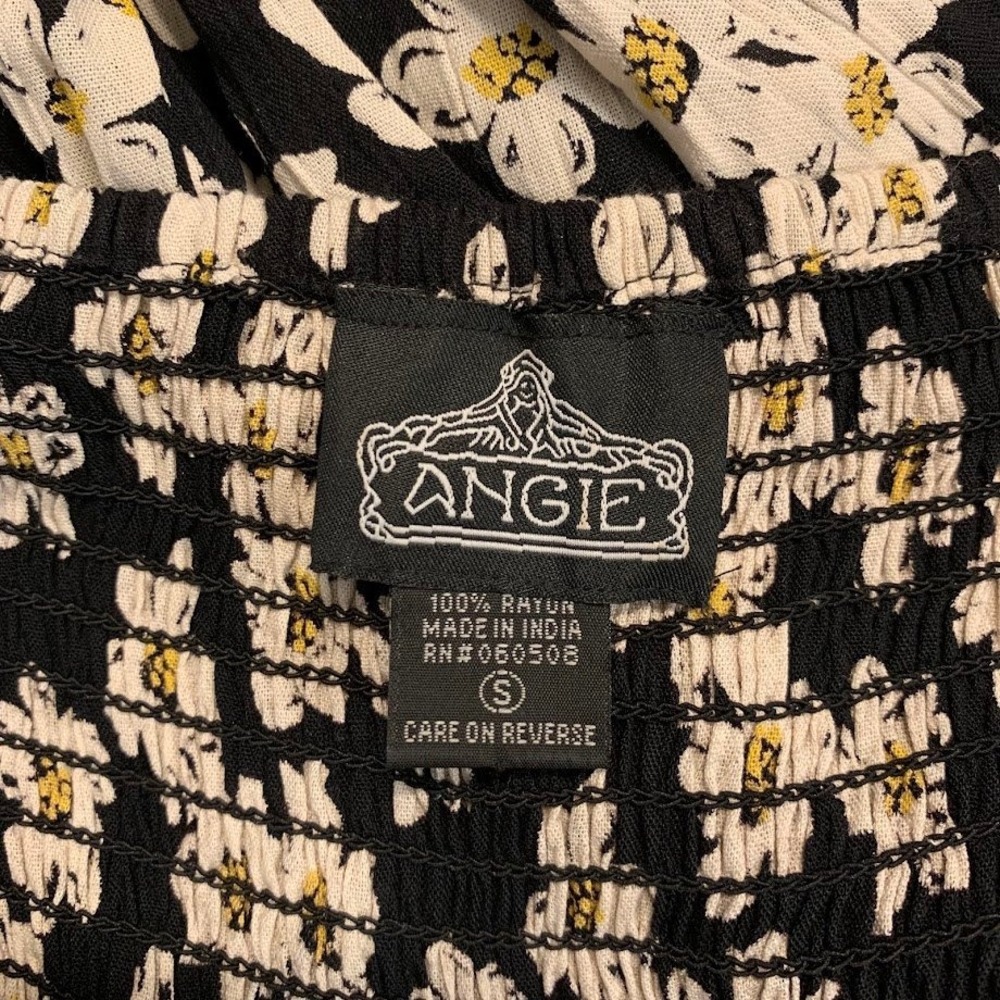 Angie Black Floral Lace Trim High Low Ruffle Hem Maxi Dress Boho Women's Small - Picture 6 of 10